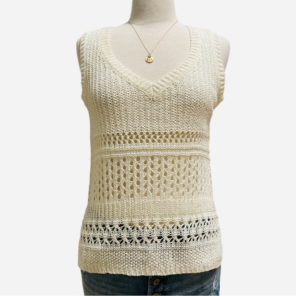 NWT - LOVESTITCH ❤️Cream Crocheted Trim Tank Top